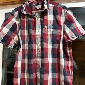 Carhartt Men's Casual Plaid Shirt - Red, Blue, and White